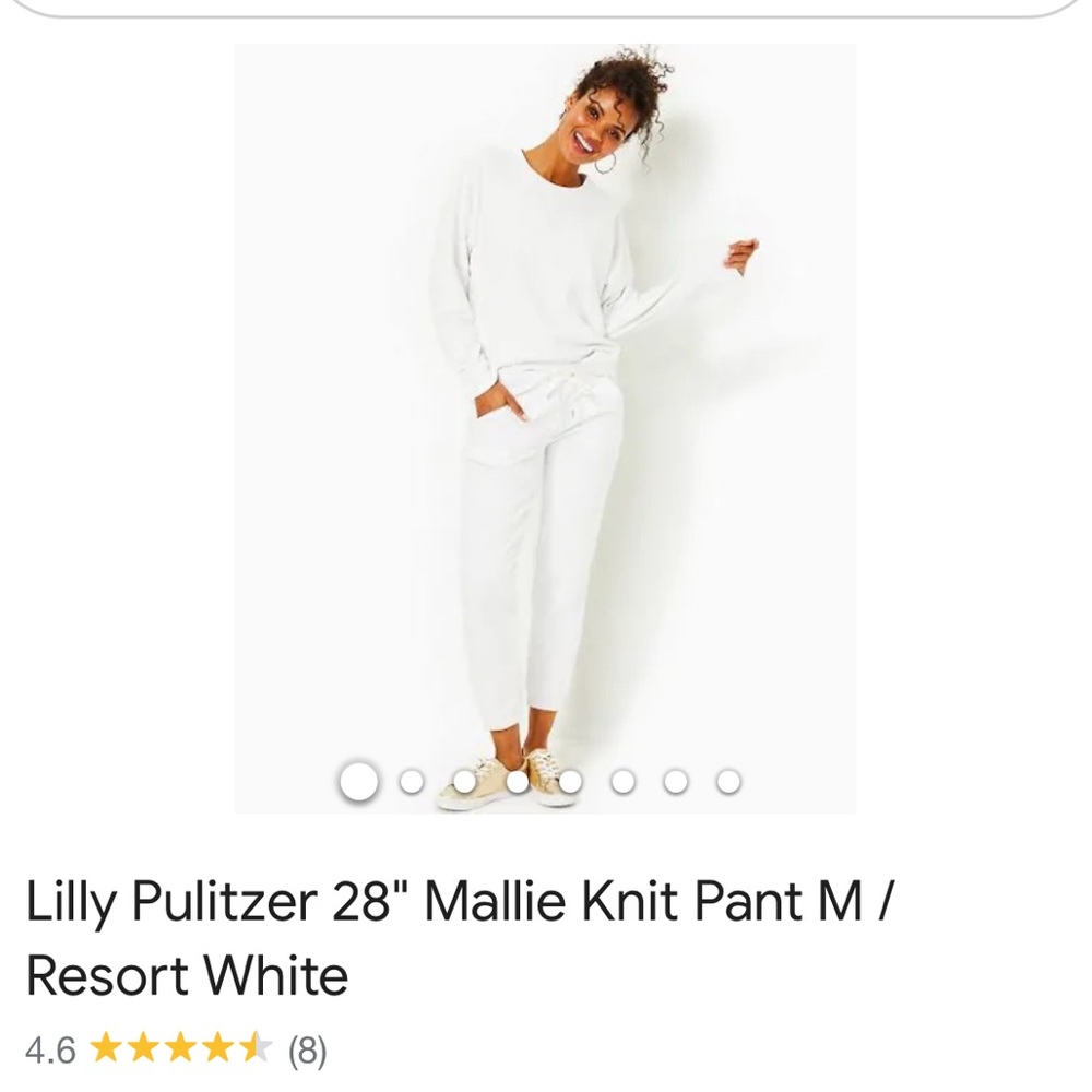 NWT Lilly Pulitzer Mallie Knit Pant ( joggers) size Med/ resort white